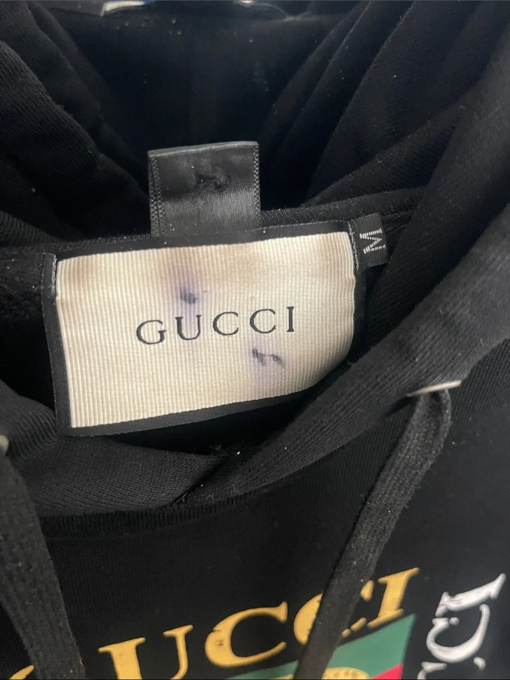 Gucci Black Crewneck Sweatshirt with Multicolor Logo